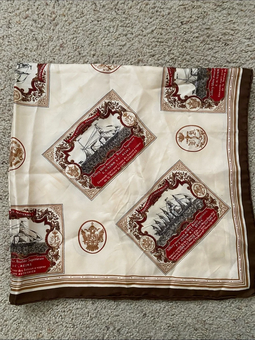 Champagne Mumm Collection Silk Hand Rolled Scarf.